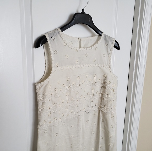(Tall) NWT J.Crew Ivory Tiered Eyelet Shift Dress - Picture 5 of 8